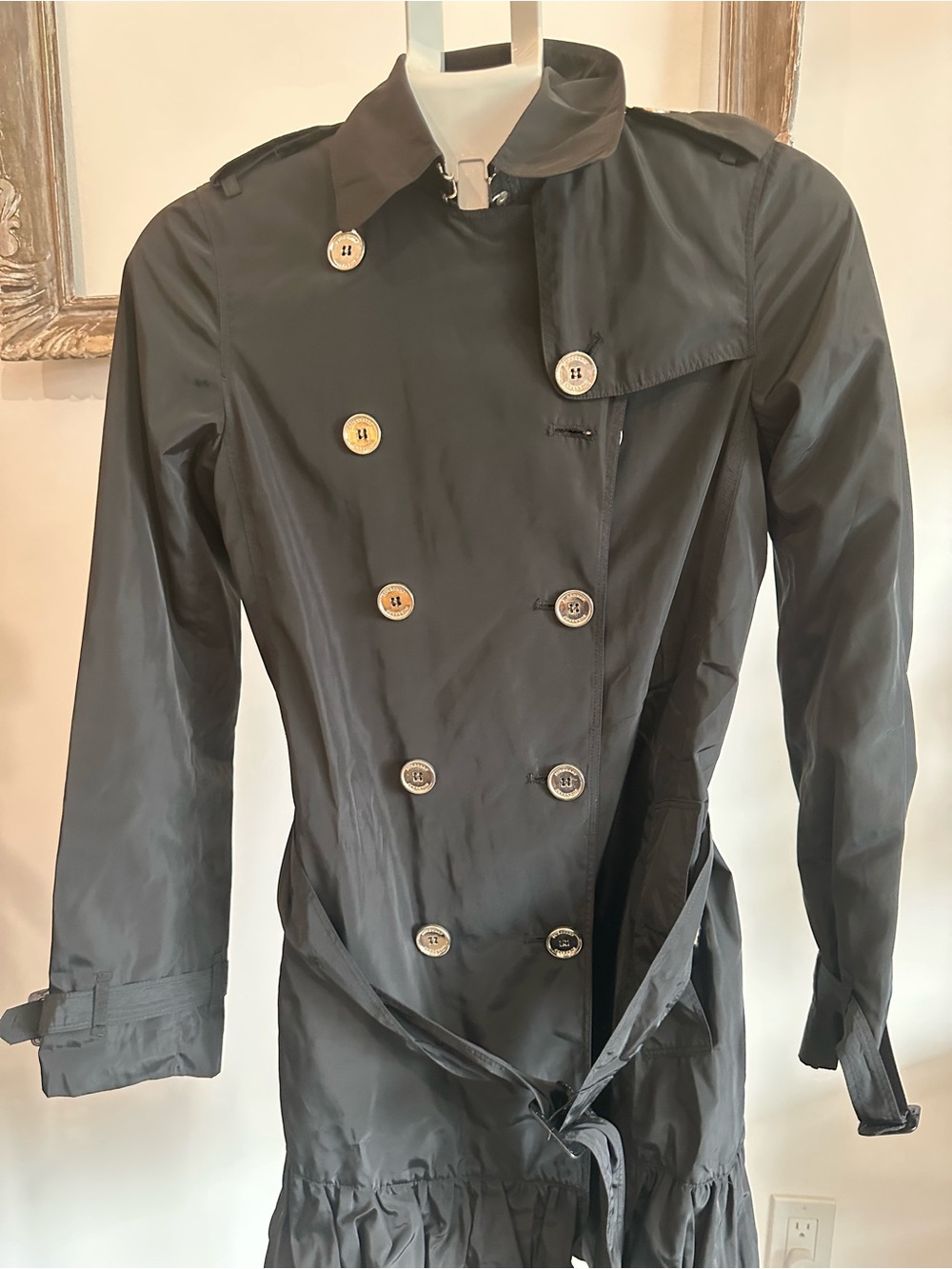 Burberry Black Double-Breasted Trench Coat with Belt